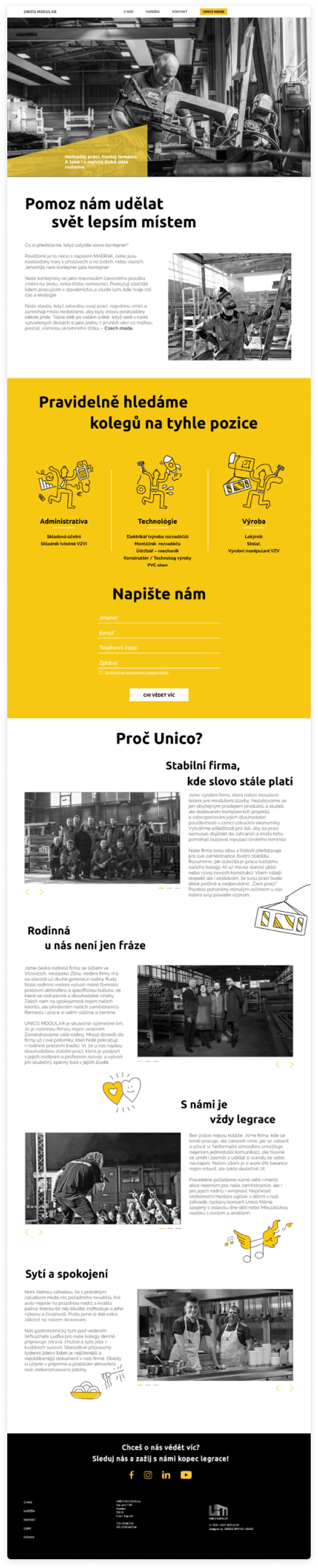 Unico website pages